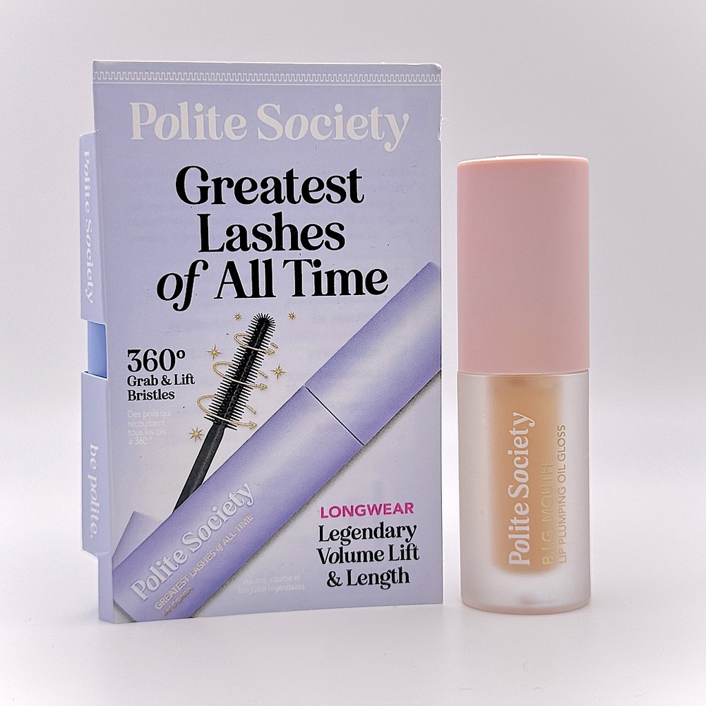 6 pc Polite Society Makeup Set OG Clear Plumping Lip Oil Mascara Glossy Lip Balm - Picture 7 of 15